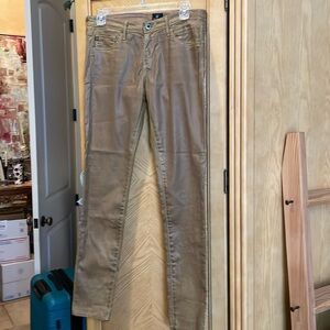 AG Adriano goldschmied tan faux leather straight leg pants size 28R